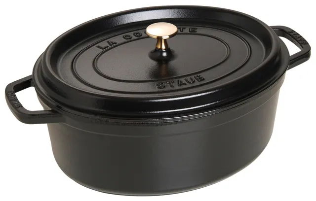 staub-cocotte-33-cm-oval-gusseisen-br-ter-mit-deckel-6-7-l-schwarz-alle-herdarte image 1