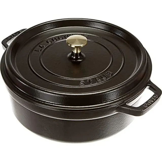 staub-cocotte-26-cm-rund-4-l-gusseisen-br-ter-in-schwarz-la-cocotte-serie-f-r-al image 1