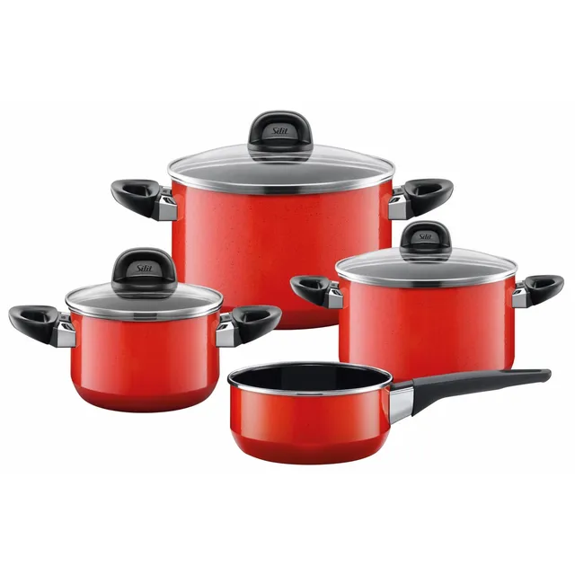 silit-modesto-topfset-induktion-4-teilig-rot-mit-glasdeckel-silargan-funktionske image 1