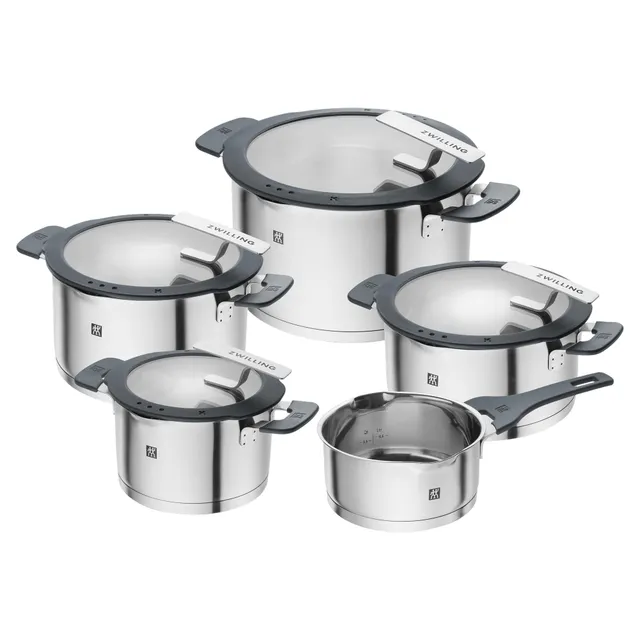 zwilling-simplify-kochtopf-set-5-teilig-edelstahl-t-pfe-mit-siebdeckel-und-ausgi image 1