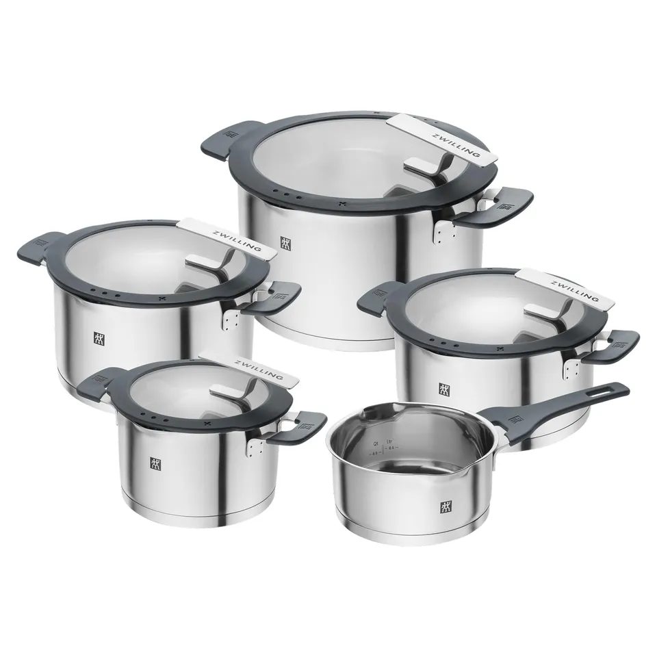 zwilling-simplify-kochtopf-set-5-teilig-edelstahl-t-pfe-mit-siebdeckel-und-ausgi image 1