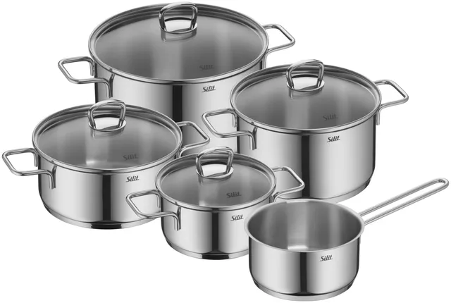 silit-alicante-topfset-induktion-5-teilig-2-fleischt-pfe-und-2-bratent-pfe-mit-g image 1