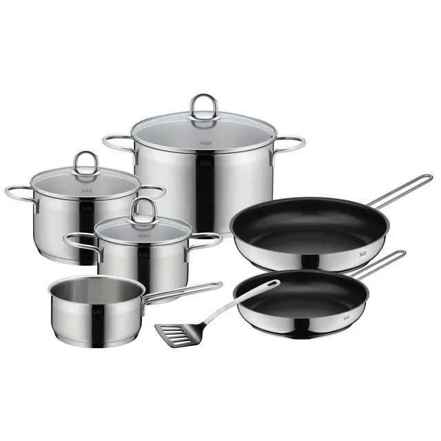 silit-diamant-topfset-induktion-7-teilig-kochtopf-set-mit-glasdeckeln-pfannen-un image 1