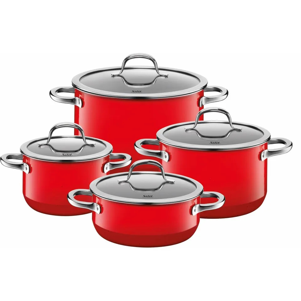 silit-passion-red-topf-set-4-teilig-t-pfe-mit-glasdeckel-silargan-funktionskeram image 1