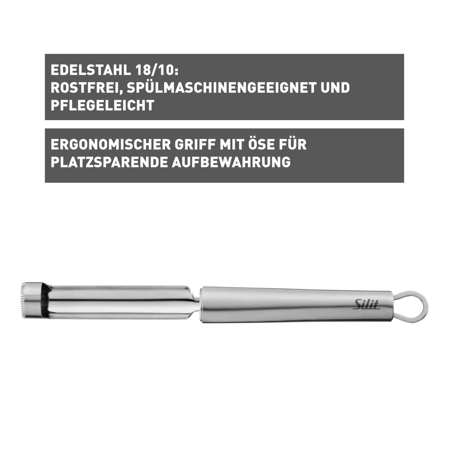 silit-classic-line-apfelausstecher-25-cm-edelstahl-18-10-poliert-apfelentkerner- image 2