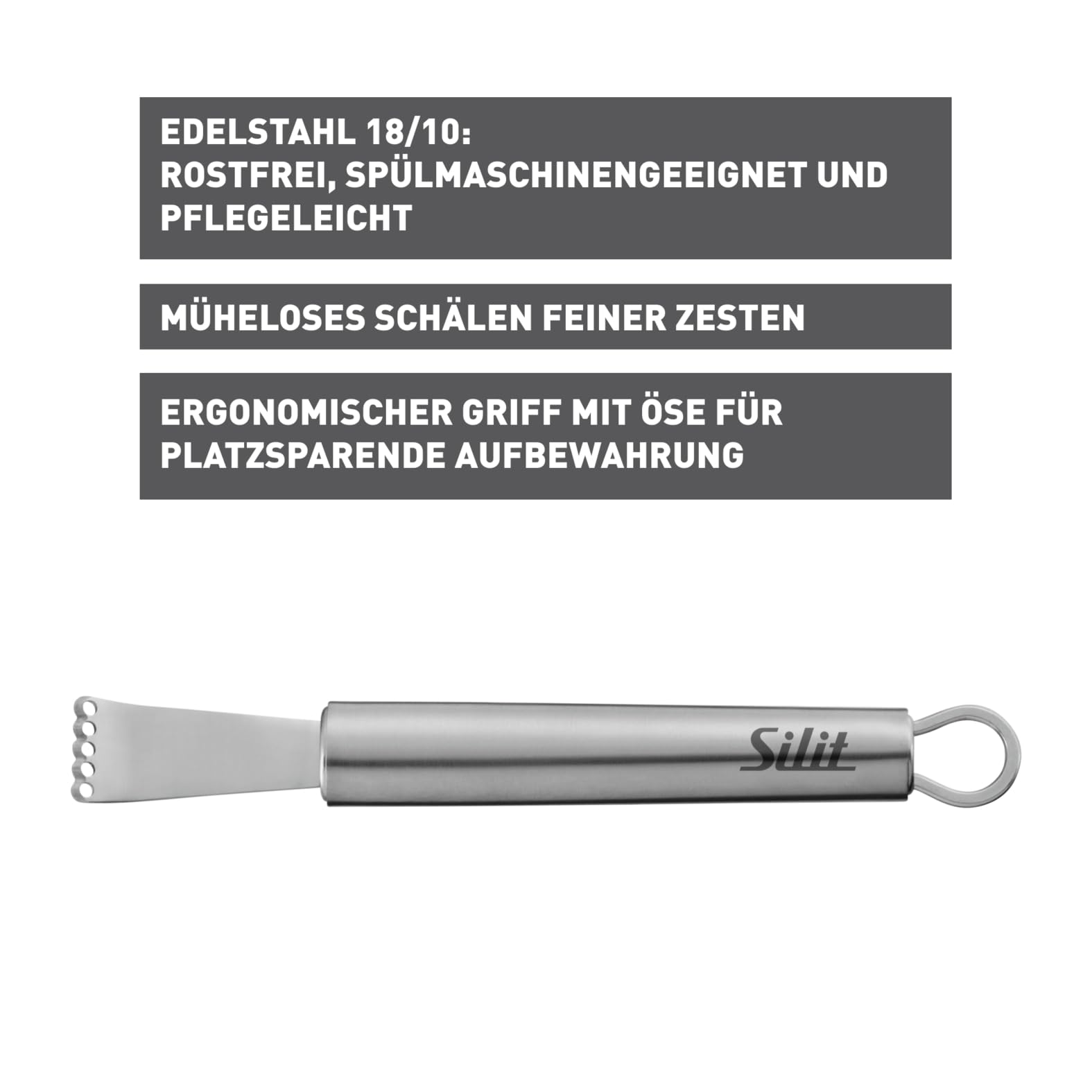 silit-classic-line-zitronenschaber-zestenreisser-14-5-cm-edelstahl-18-10-poliert image 2