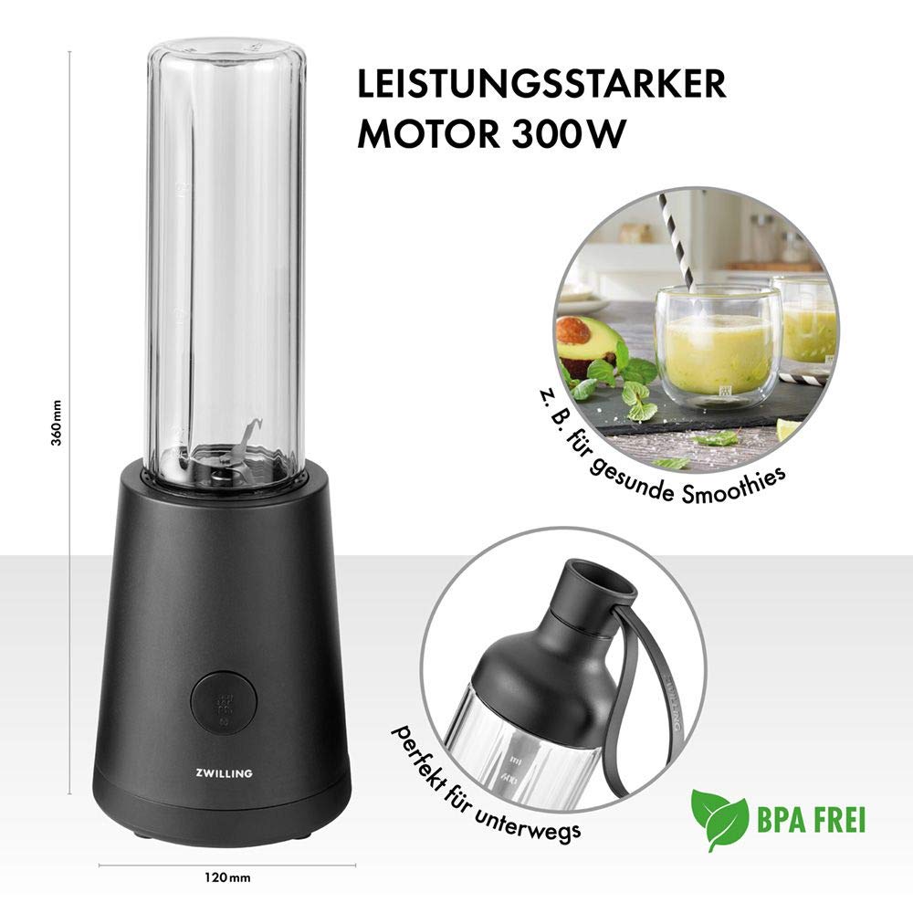 zwilling-standmixer-smoothie-maker-2-in-1-mit-trinkflasche-600-ml-300-w-edelstah image 2