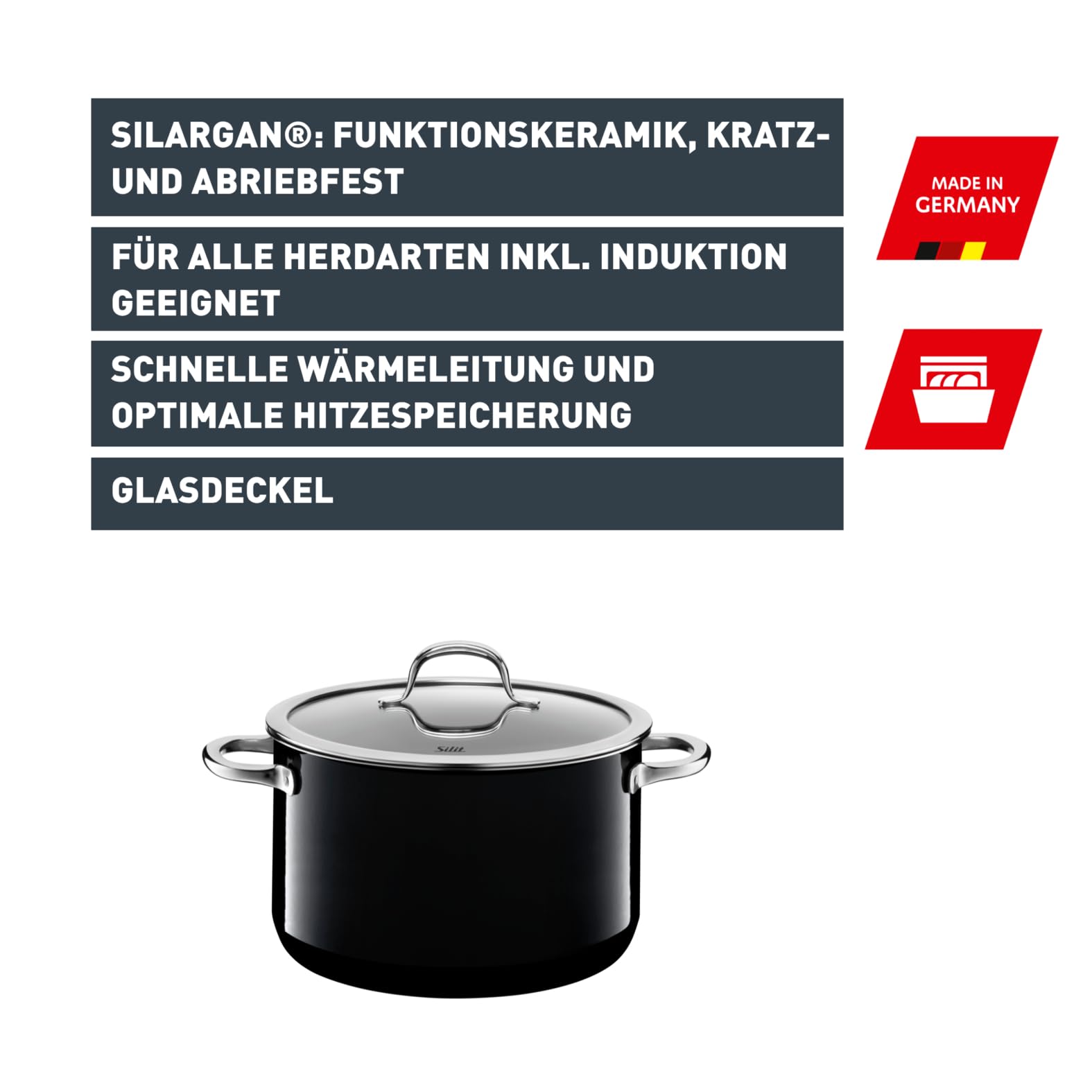 silit-passion-black-bratentopf-24-cm-mit-glasdeckel-induktion-4-4-l-silargan-fun image 2