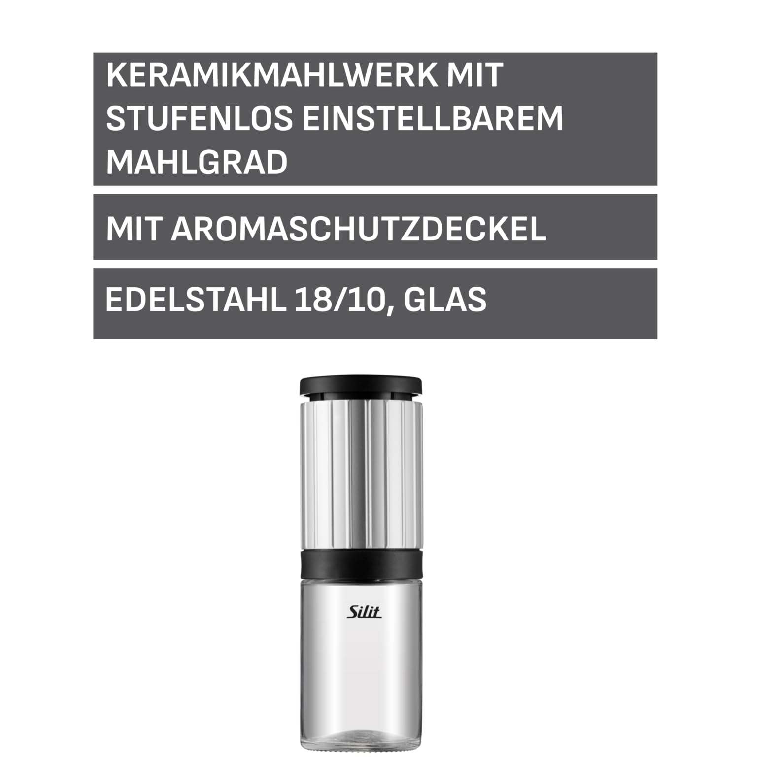 silit-piccante-salz-und-pfefferm-hle-14-cm-edelstahl-glas-mit-keramikmahlwerk-un image 2