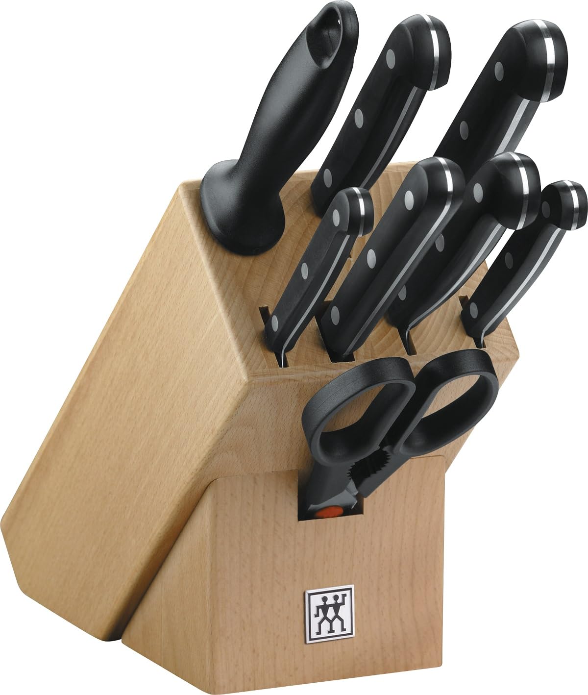 zwilling-twin-gourmet-messerblock-9-teilig-holzblock-mit-5-messern-fleischgabel- image 1