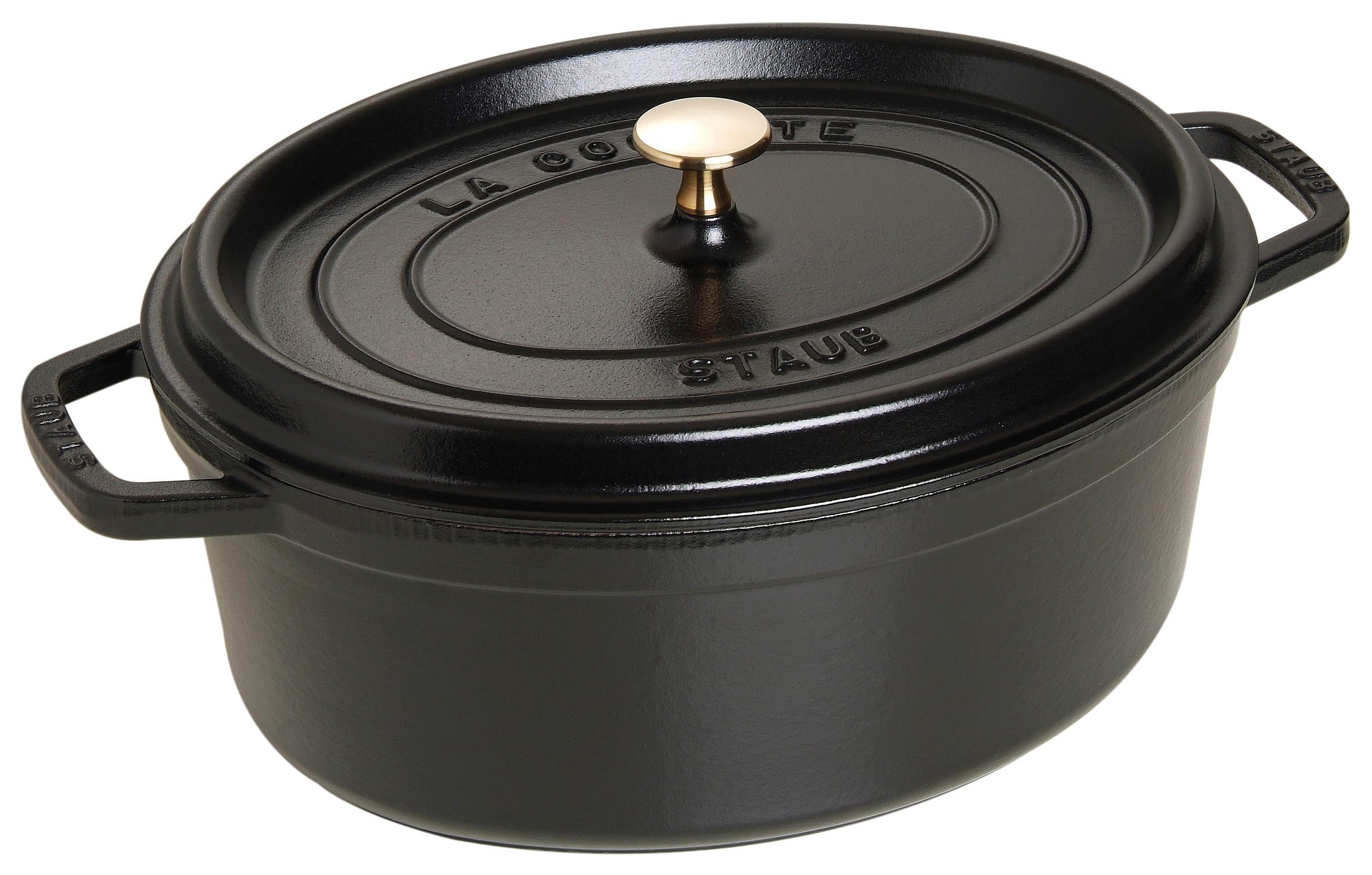 staub-cocotte-33-cm-oval-gusseisen-br-ter-mit-deckel-6-7-l-schwarz-alle-herdarte image 1